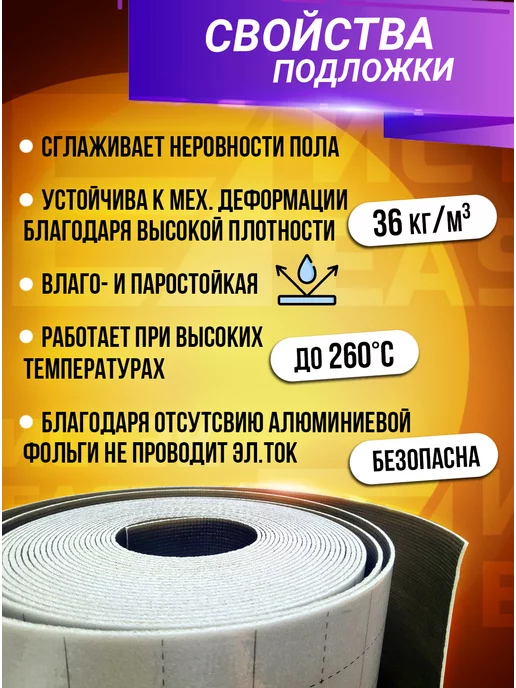 Eastec Подложка для теплого пола лавсановая теплоизоляция 3м.кв, 3 м, фото 3