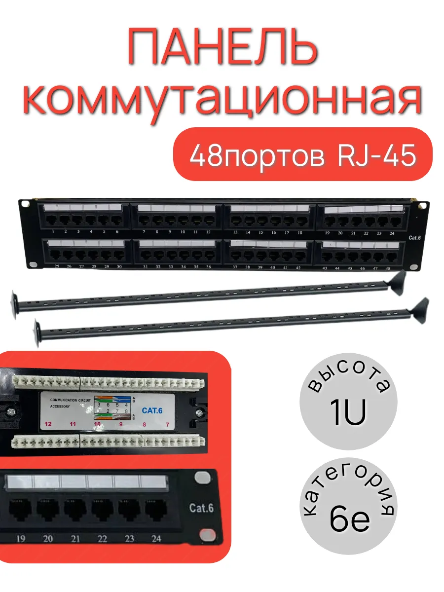 Патч-панель 19 2u 48 RJ-45 6e