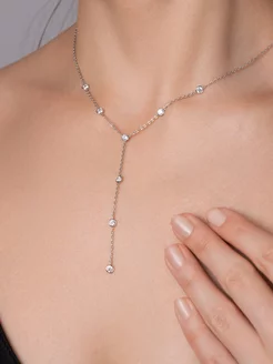 Колье галстук серебро 925 цепочка с фианитами Pantera_jewellery 204835362 купить за 1 598 ₽ в интернет-магазине Wildberries