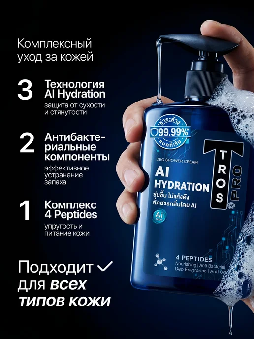 TROS Мужской гель для душа увлажнение, вариант, фото 3