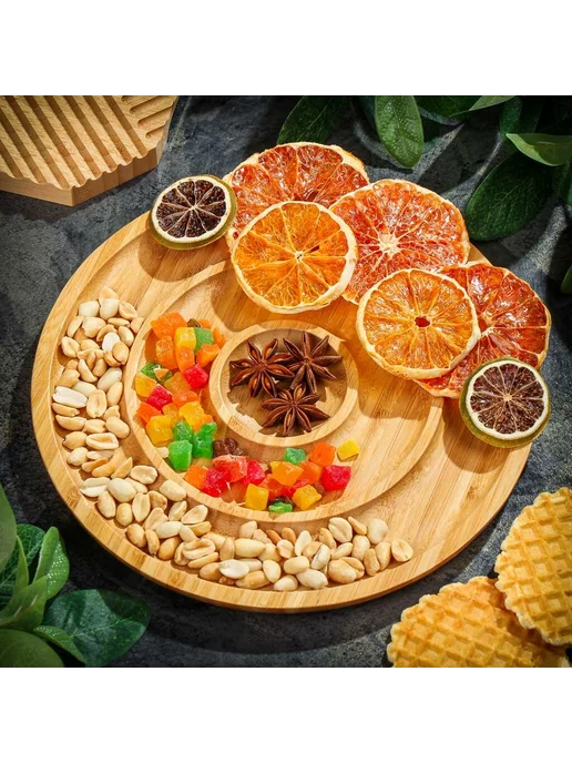 FOOD TRAY Менажница бамбук, 3 секции, коричневый