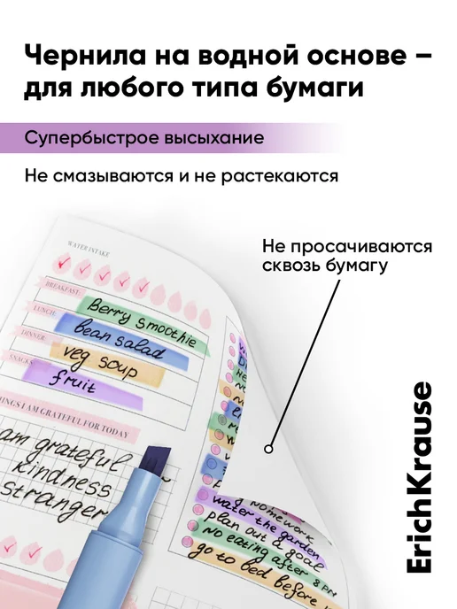 ErichKrause Пастельные текстовыделители набор 4 штуки, голубой, фото 5