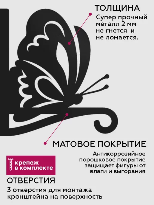 Gardissimo Кронштейн для кашпо уличный металлический настенный 27 см, черный, фото 3
