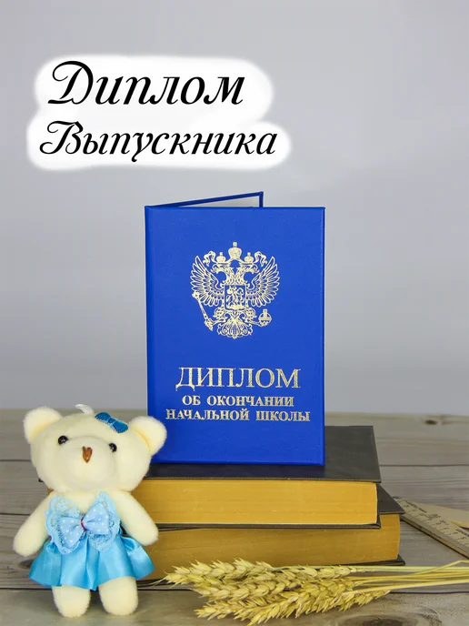 Диплом об окончании начальной школы, синий