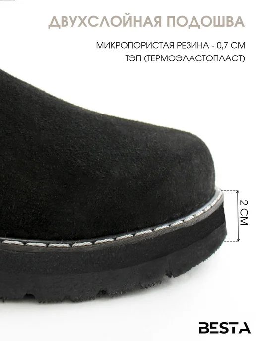 Besta Угги сапоги зимние натуральные монголки, черный, фото 5