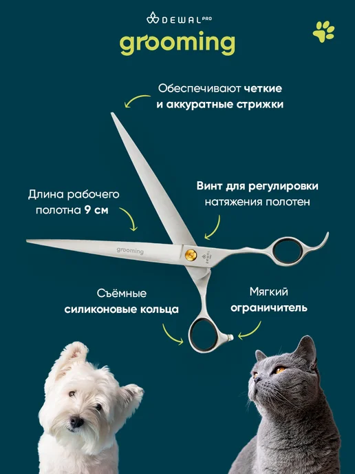 DEWAL Pro Grooming Ножницы для груминга прямые 7", серый, фото 2