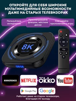 Смарт тв приставка 4/32 8K медиаплеер tv box Transpeed 205006203