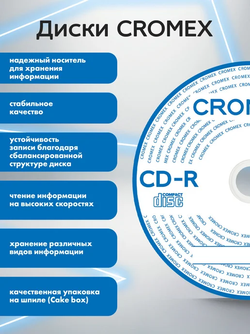 CROMEX CD R диски для записи музыки фото видео набор 50 шт 700 мб, 50 шт, фото 5