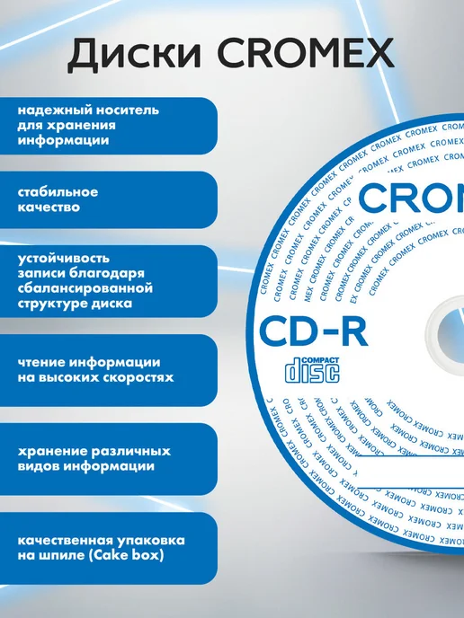 CROMEX CD R диски для записи музыки фото видео набор 50 шт 700 мб, 100 шт, фото 5