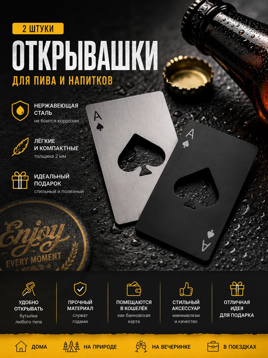 Открывалка металлическая для бутылки карта