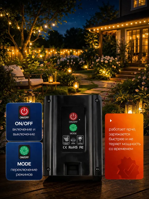 Light4Life Светильник уличный на солнечной батарее для сада 100 метров, вариант, фото 6