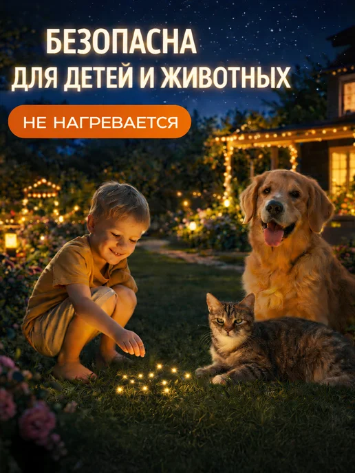 Light4Life Светильник уличный на солнечной батарее для сада 100 метров, вариант, фото 7