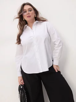 Рубашка женская больших размеров белая Bella Mia 205327350 купить за 984 ₽ в интернет-магазине Wildberries