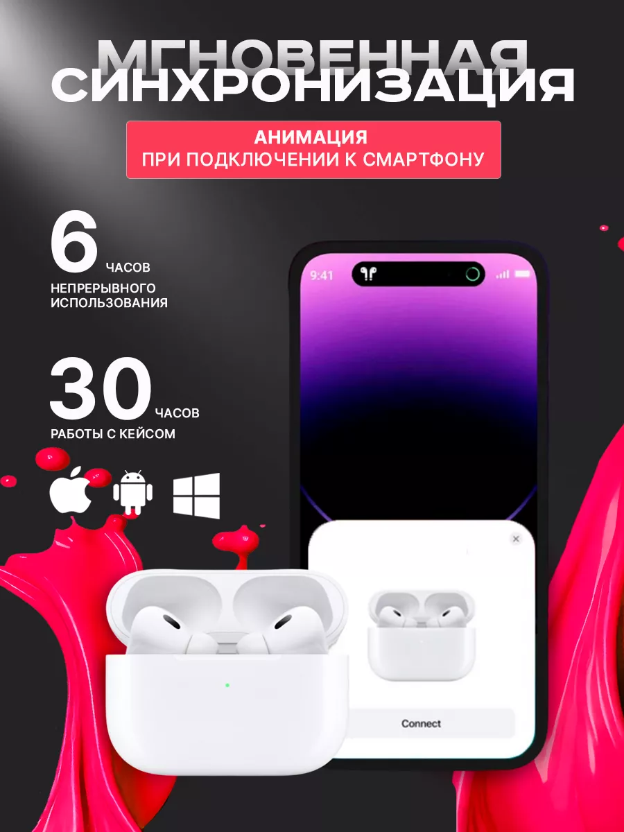 Наушники беспроводные A.Pods2 для iPhone Android PrimeTechMarket 205447945  купить за 2 409 ₽ в интернет-магазине Wildberries