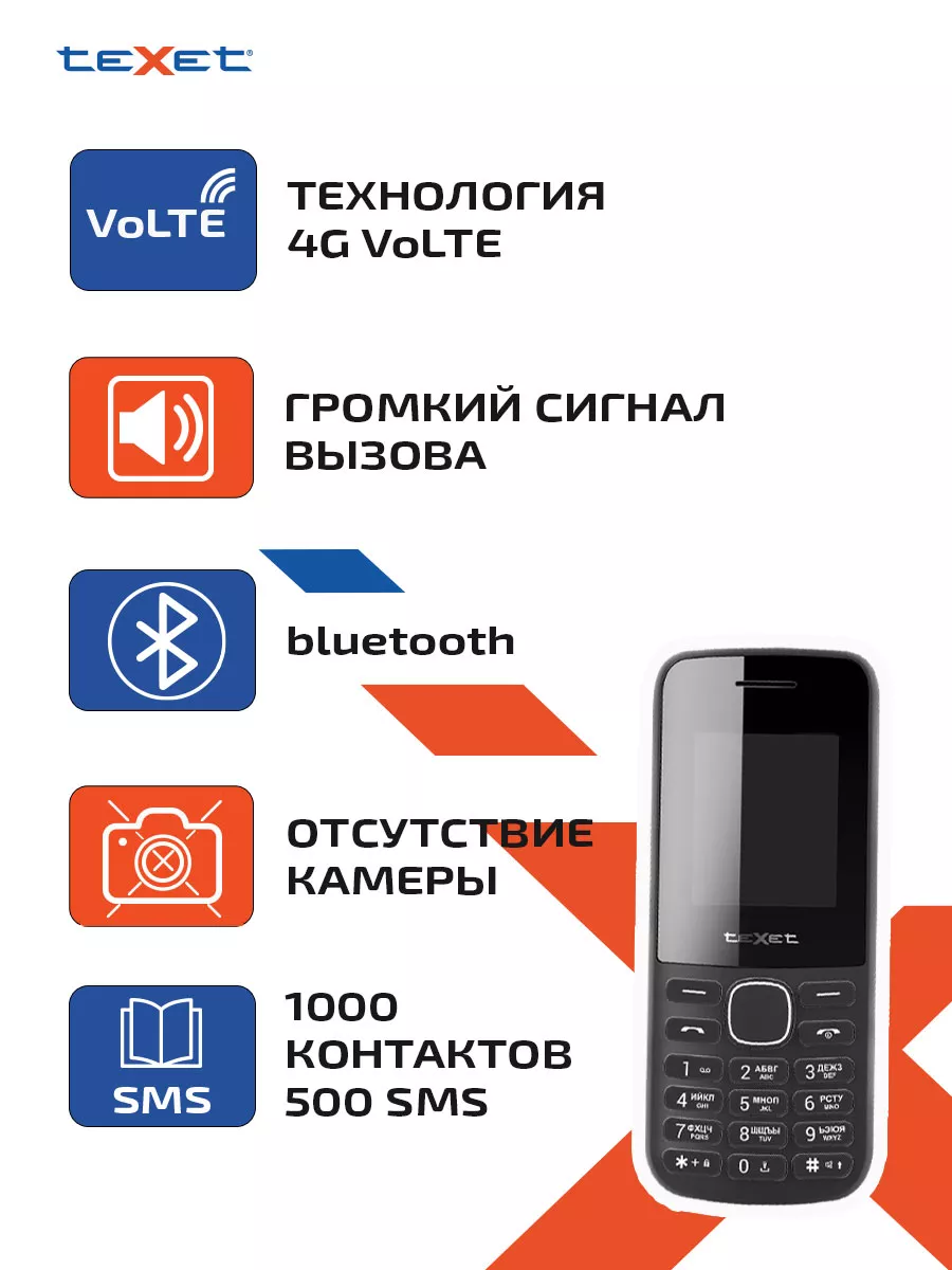 Мобильный телефон кнопочный teXet TM-117 4G PRO teXet 205513012 купить за 1  790 ₽ в интернет-магазине Wildberries