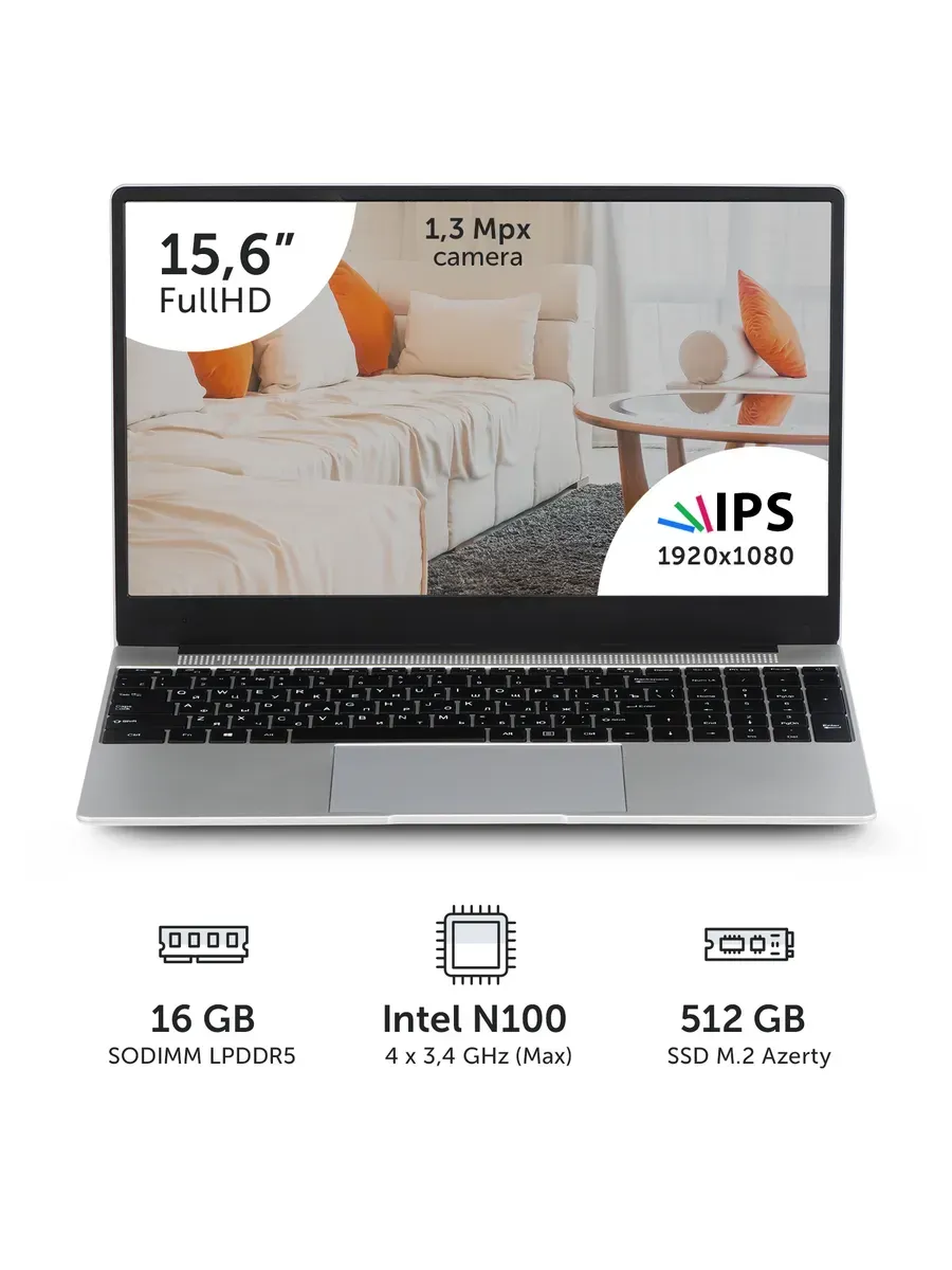 Ноутбук RB-1552 15,6 N100 4x0.8GHz, 16Gb, 512Gb SSD