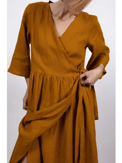Платье льняное на запах длинное 100% лен MOREDRESS 205693504 купить за 8 140 ₽ в интернет‑магазине Wildberries