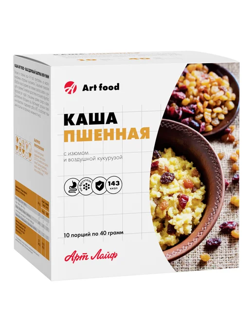 Art Life Каша Пшенная с изюмом и воздушной кукурузой, 10 шт, фото 2