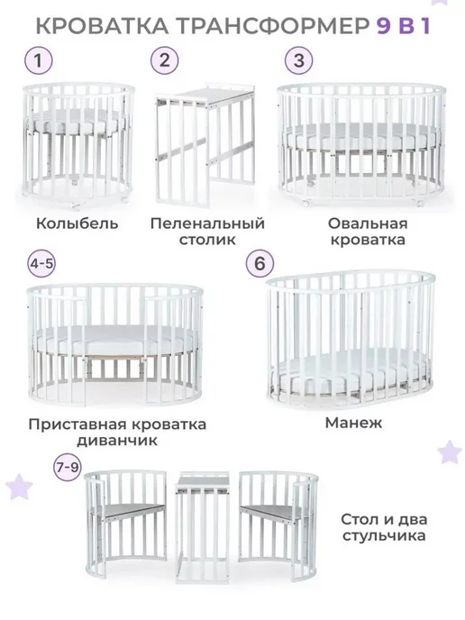 Кроватки Drema Круглая кроватка для новорожденного с маятником MoonЛайт, вариант, фото 2