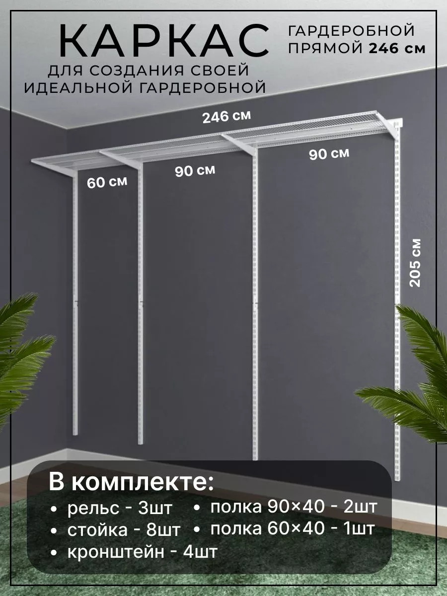 Каркас гардеробная модульная прямая на 246 см.