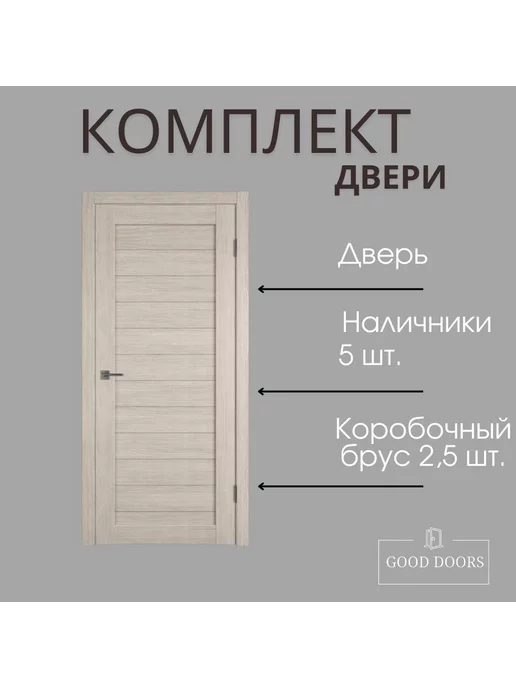 Владимирская Фабрика Дверей Межкомнатная дверь А26 Капучино 80х200 комплект, 80x200, фото 2