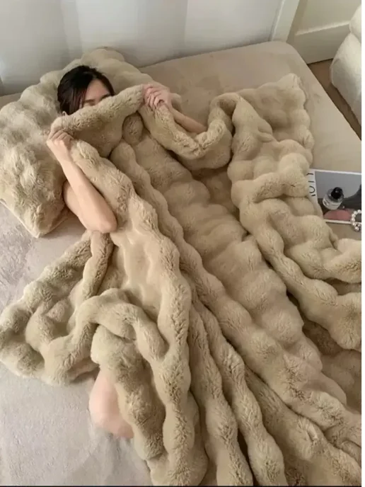 MIZ SHOP плед пушистый белый, для кровати, 160х200, 160x200