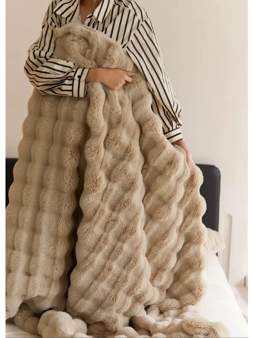 MIZ SHOP плед пушистый белый, для кровати, 160х200, 160x200, фото 2