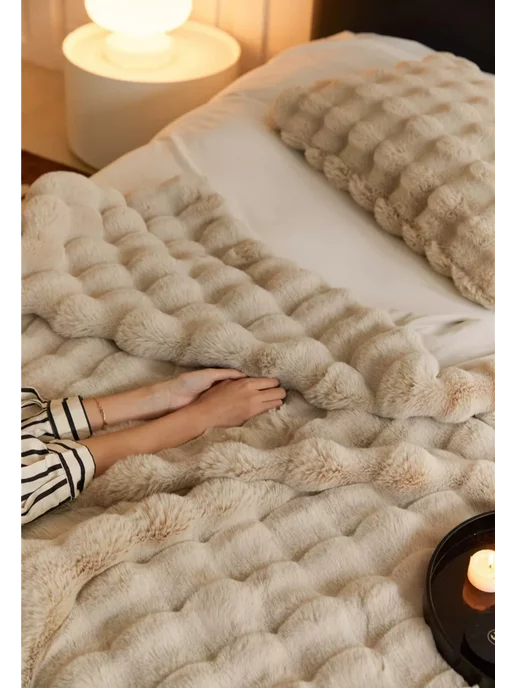 MIZ SHOP плед пушистый белый, для кровати, 160х200, 160x200, фото 3