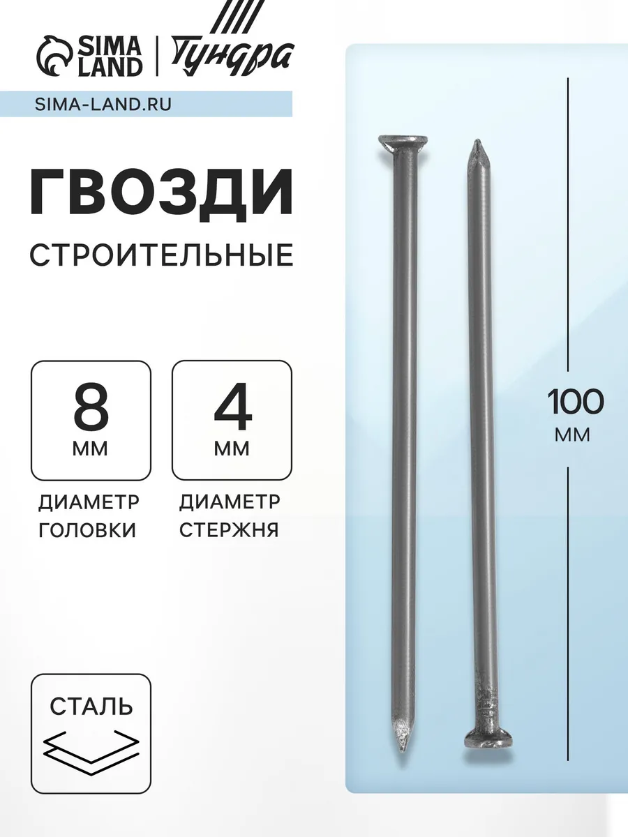 Гвозди, строительные, 4x100 мм, 0,2 кг