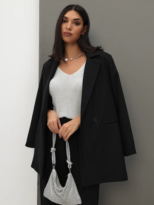 ESFASHION Майка топ вечерний со стразами, белый, фото 3
