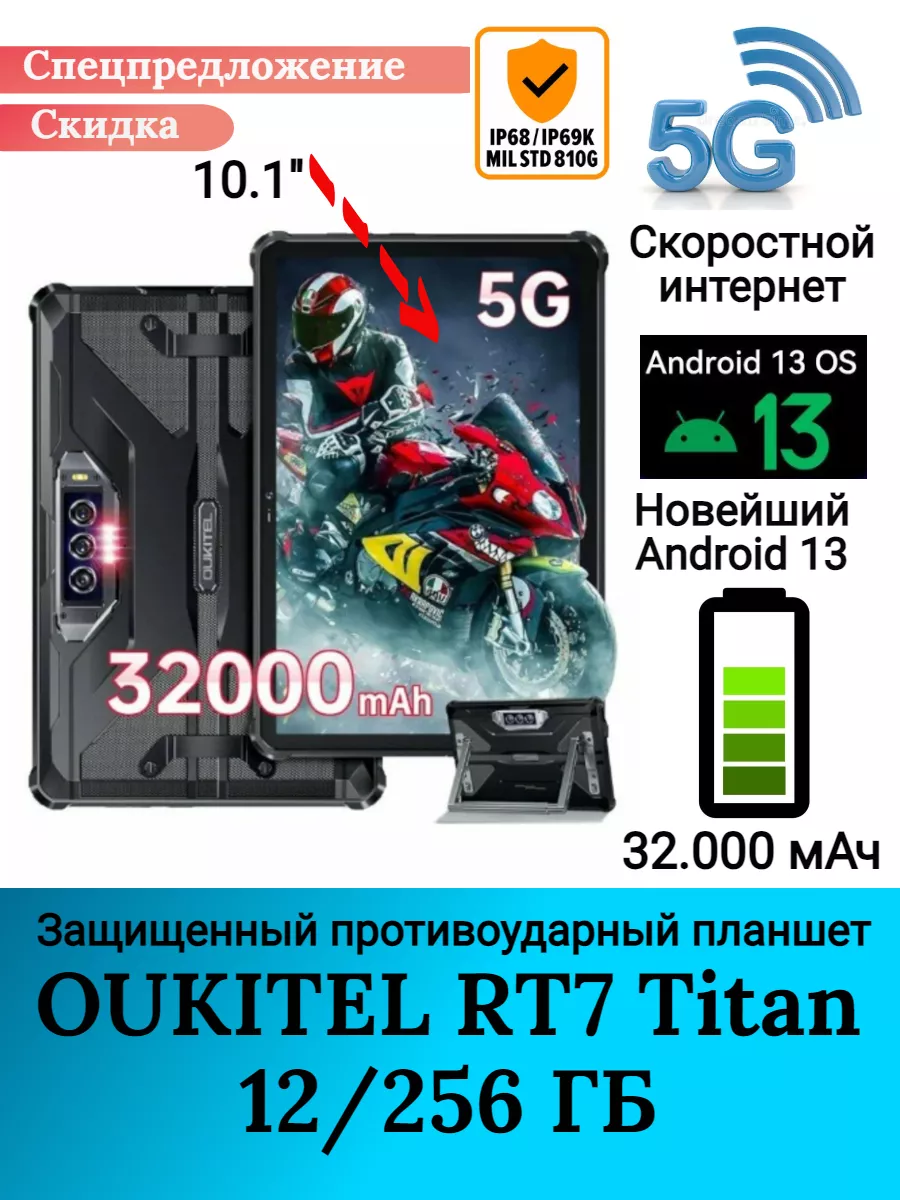 Защищенный планшет Oukitel RT7 Titan 5G, 12+256 Gb Oukitel 206072097 купить  за 40 070 ₽ в интернет-магазине Wildberries