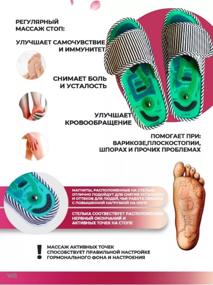 Тапочки массажные женские и мужские акупунктурные шиацу Massage slippers  206191191 купить за 2 552 ₽ в интернет-магазине Wildberries