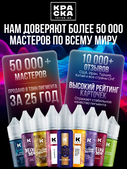 Краска tattoo ink Краска для тату 50 мл Малевич черный, 30 мл, фото 4