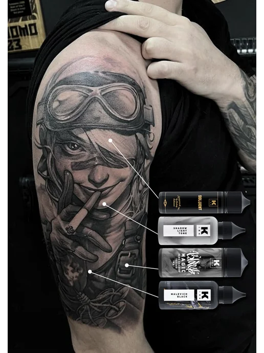 Краска tattoo ink Краска для тату 50 мл Малевич черный, 30 мл, фото 6