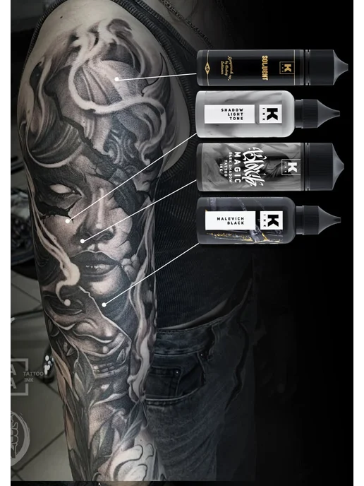 Краска tattoo ink Краска для тату 50 мл Малевич черный, 30 мл, фото 8