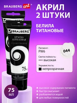 Акриловые краски набор художественные белые 2шт в тубах Brauberg 206388507 купить за 264 ₽ в интернет-магазине Wildberries