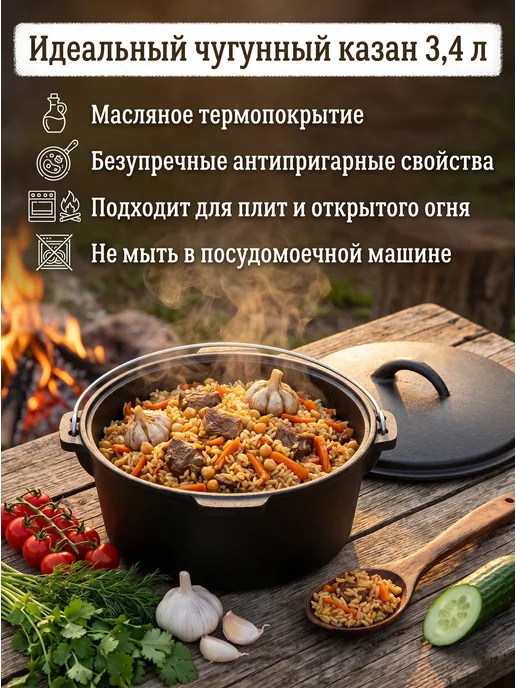 Mallony Казан чугунный KС-25 3,4л, 3,4 л, фото 3