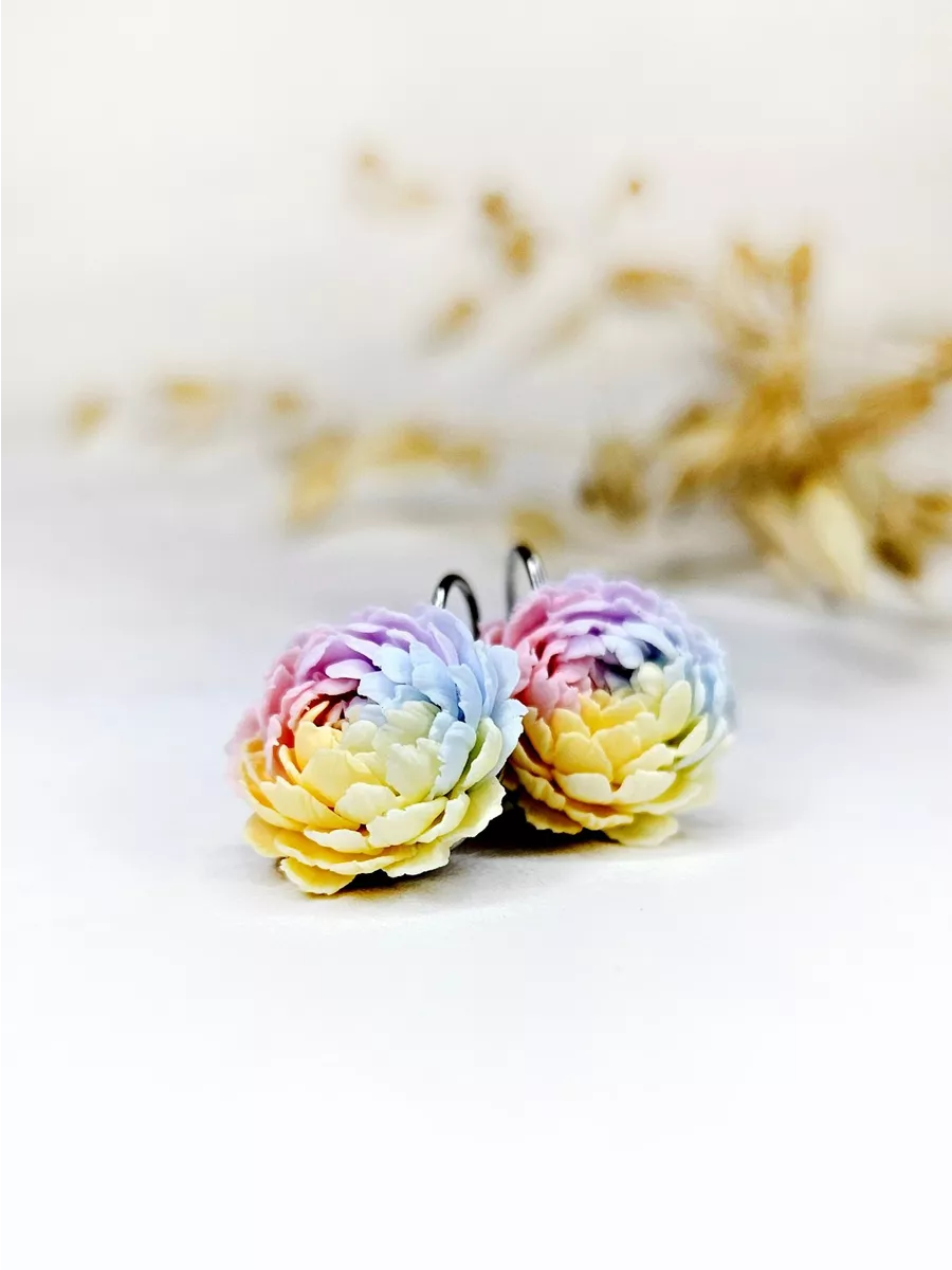 Серьги с цветами ванили из полимерной глины | Пикабу