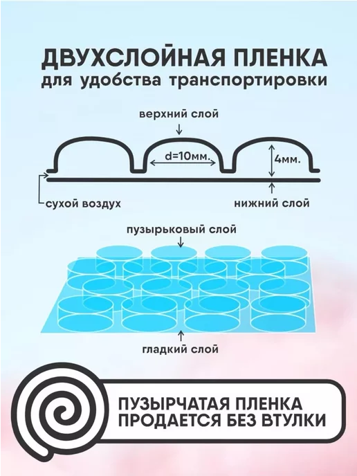 ТД Румянцевъ Пленка пупырчатая 0.6м - 50м для упаковки пупырка, 0,4 м, 30 м, фото 2