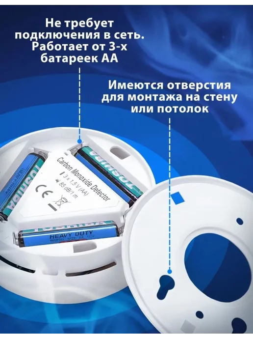 Датчик-измеритель и сигнализатор CO угарного газа, белый, фото 5