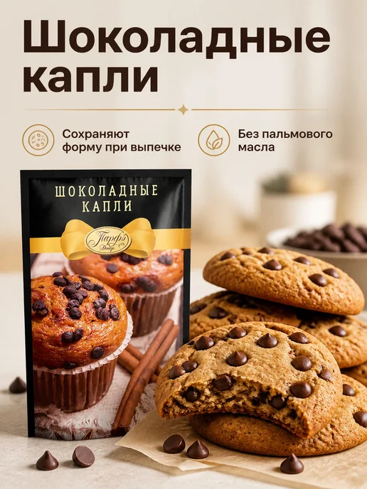 Парфэ Декор Шоколадные капли для выпечки термостабильные, коричневый