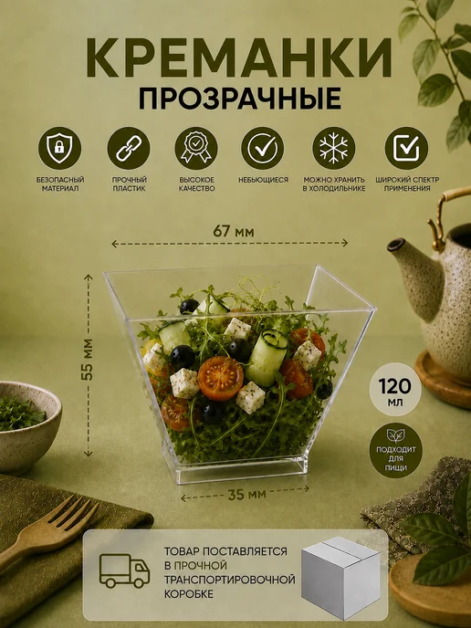 СМП-Склад Одноразовые креманки Пагода для десертов 120мл, 120 мл, фото 2
