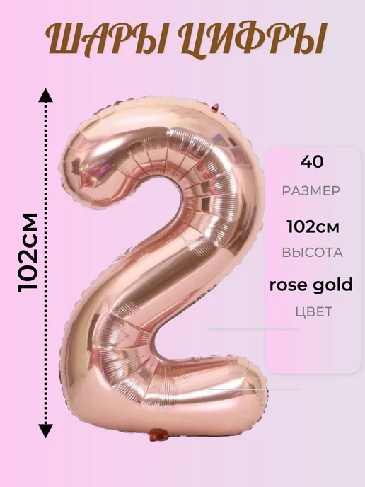 Вариант Шары цифры rose gold цифра 2