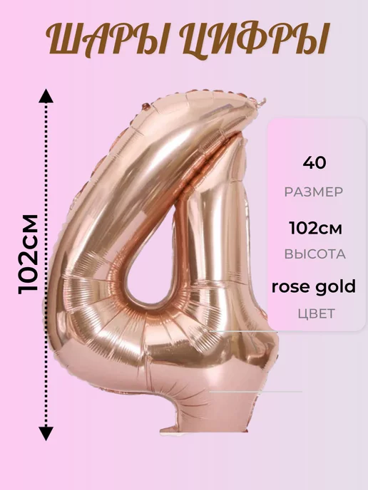 Вариант Шары цифры rose gold цифра 4