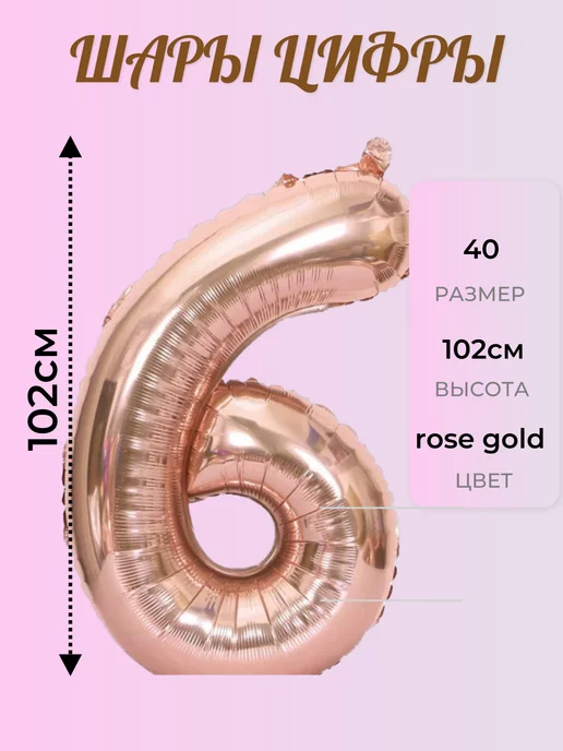 Вариант Шары цифры rose gold цифра 6