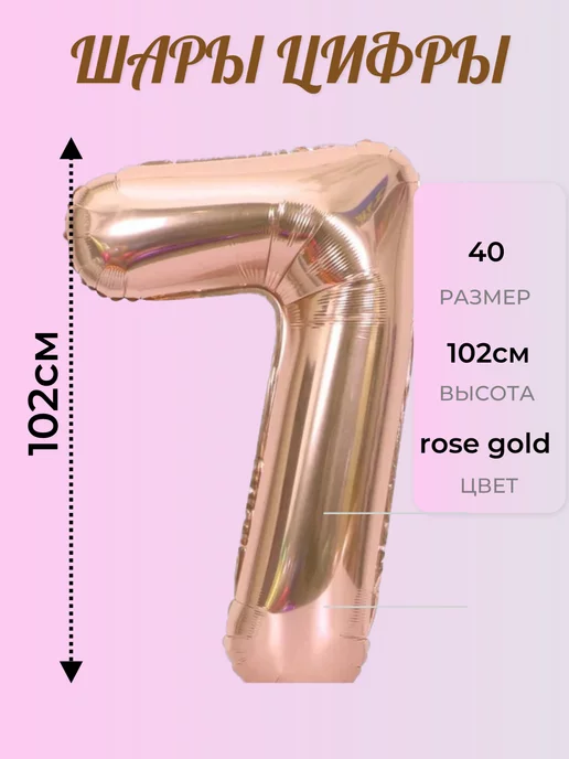 Вариант Шары цифры rose gold цифра 7