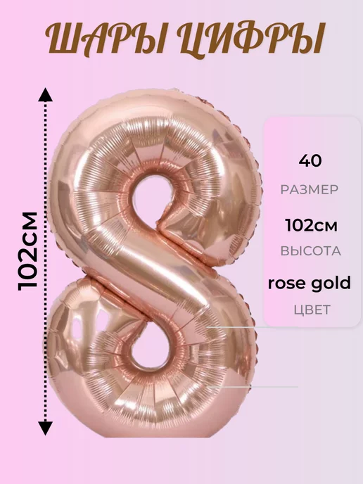 Вариант Шары цифры rose gold цифра 8