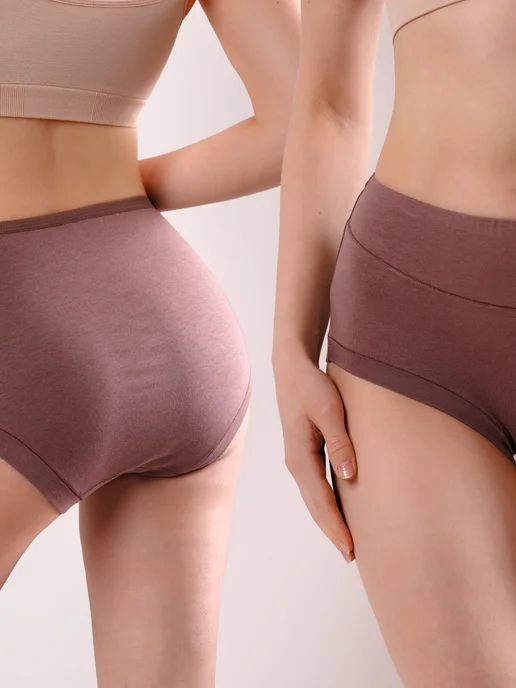 CLEVER WEAR Трусы с высокой посадкой хлопок модал, коричневый, фото 2