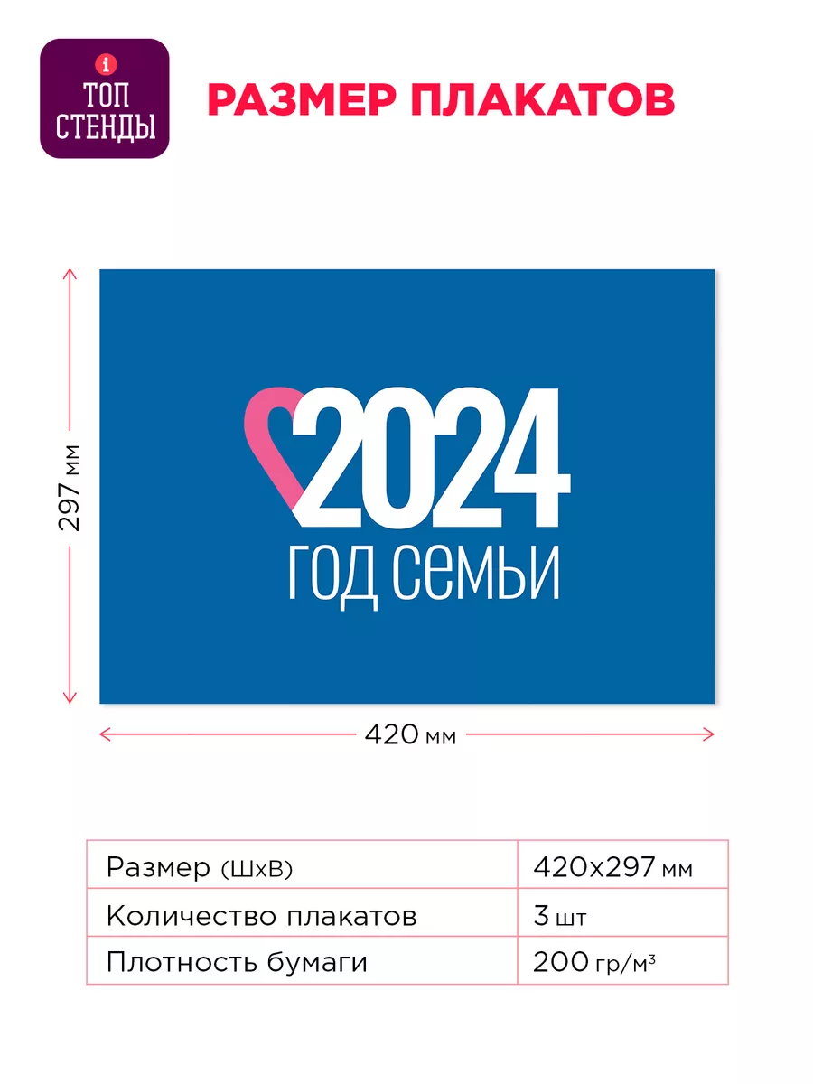 Плакаты интерьерные Год Семьи 2024 в России, формат А3 Топ Стенды 206726432  купить за 96 ₽ в интернет-магазине Wildberries