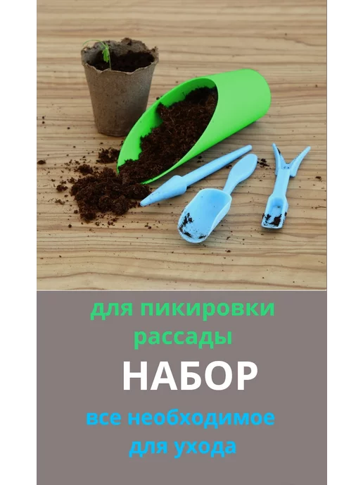 Greengo Набор для пересадки рассады и растений 4 предмета, голубой, фото 2